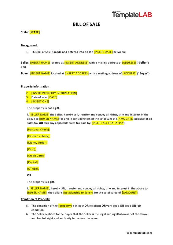 Boat (Vessel) Proof Of Sale Kind